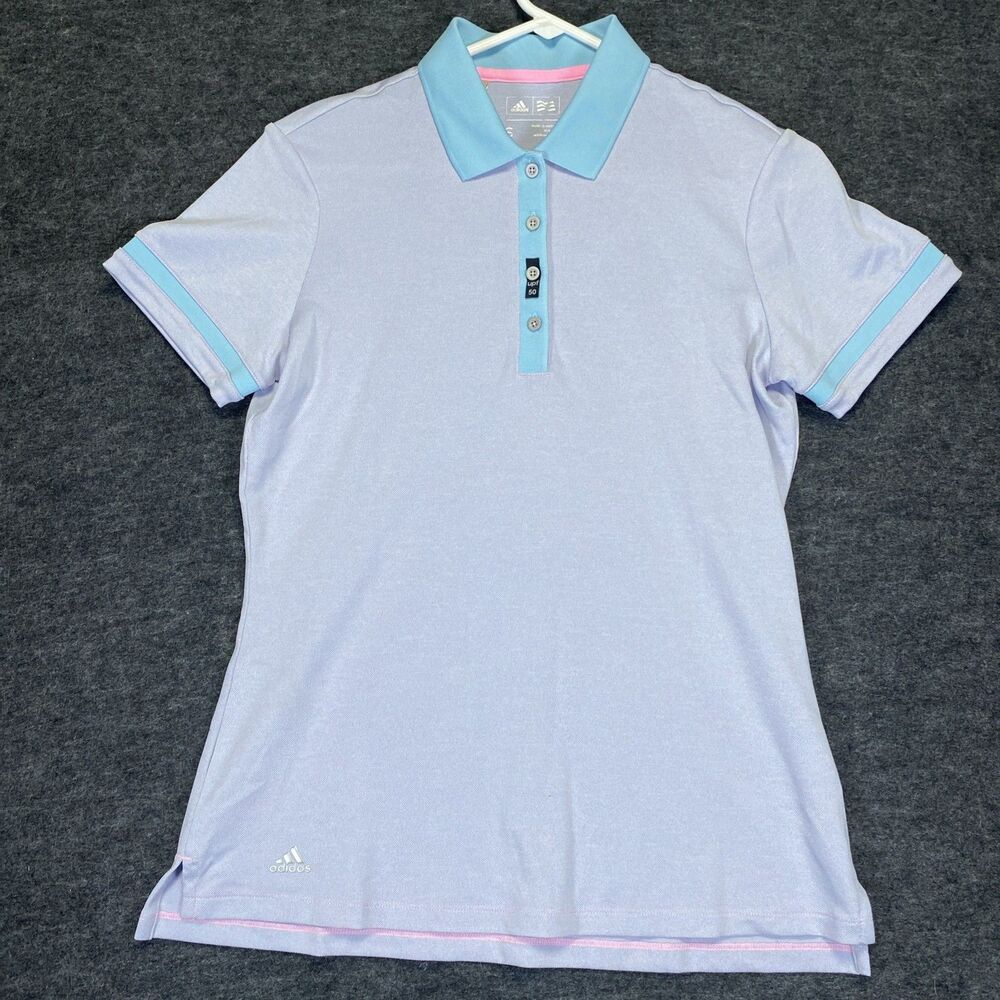 Adidas Women’s Polo Shirt Small Lavender and Teal Golf Athletic Tennis Stretch - Picture 2 of 8